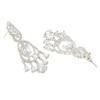 Rhodium-Plated American Diamond Studded Oval & Leaf Shaped Drop Earrings For Girls and Women