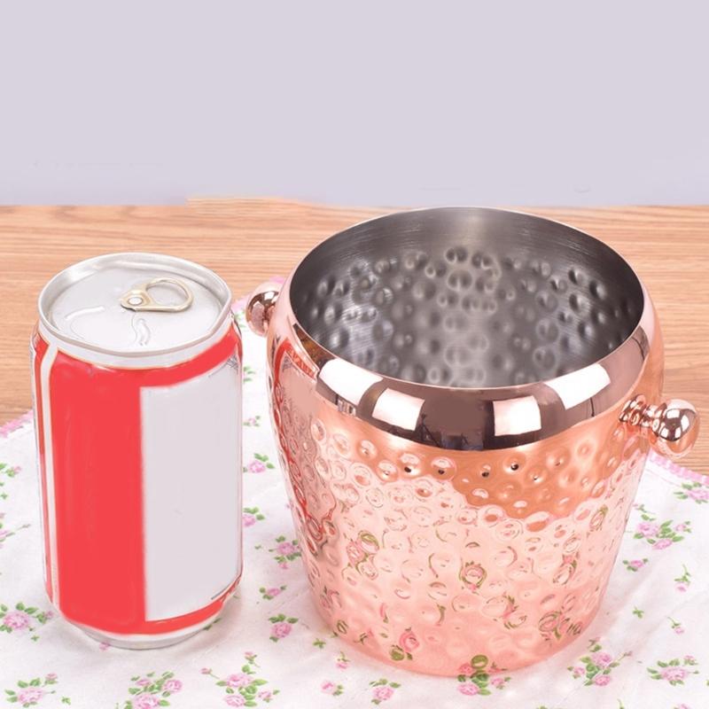 Wide Mouth Wine Bucket Beverage Tub Hammer Pattern Stainsless Steels Ice Buckets Drinkware for Parities, Gathering