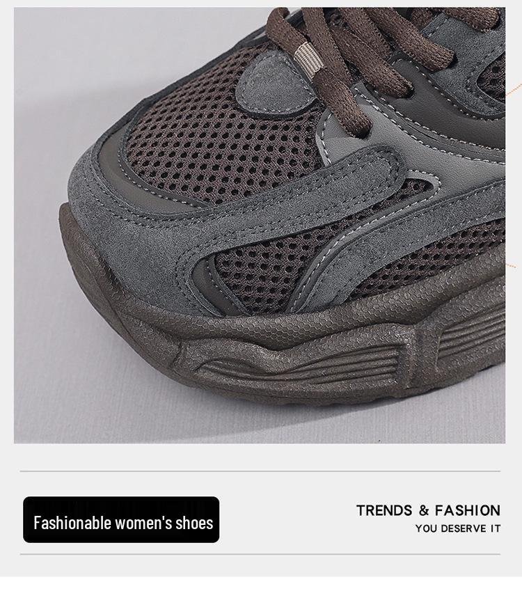 Damskie Modne na 2024 rok Całe Czarne Antypoślizgowe Sneakersy Taty na Jesienne Bieganie i do Noszenia na Co Dzień