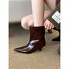 Herbst Winter Mode Spitzschuh Damen Stiefeletten Mode Slipper Niedrige Absätze Schuhe Streetstyle Bankett Party Kurze Botas Mujer