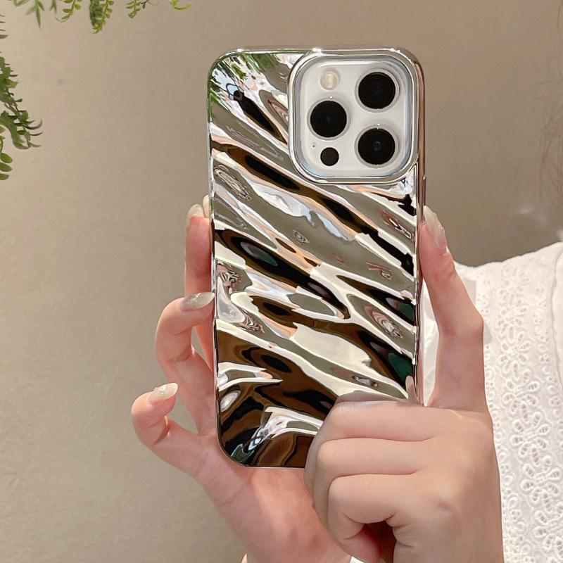 3D Electroplated Wrinkle Pattern Phone Case for iPhone 16 Pro Max, Compatible with Apple 15/14/13, Premium Feel