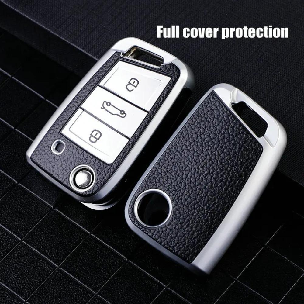 Leather TPU Car Key Case Protection Bag for VW Volkswagen Golf 7 MK7 Tiguan MK2 SEAT Ateca Leon FR 2 Ibiza for Skoda Octavia A7