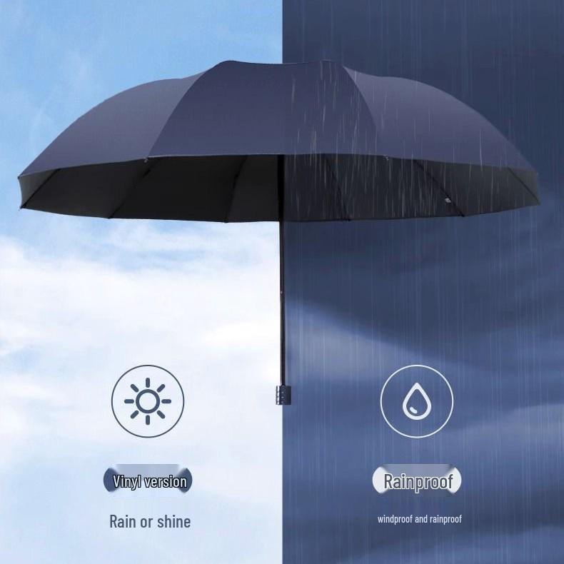 Customized Large Automatic Business Umbrella - Sun & Rain Dual-Use, Black Glue Sunshade, Anti-Rainstorm, Reinforced Windproof.
