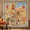 Autumn Theme Window Murals 9Pcs Fall Gnome Static Clings, Thanksgiving Maple Leaf Turkey Pumpkin Removable PVC Glass Clings Stickers, Reusable
