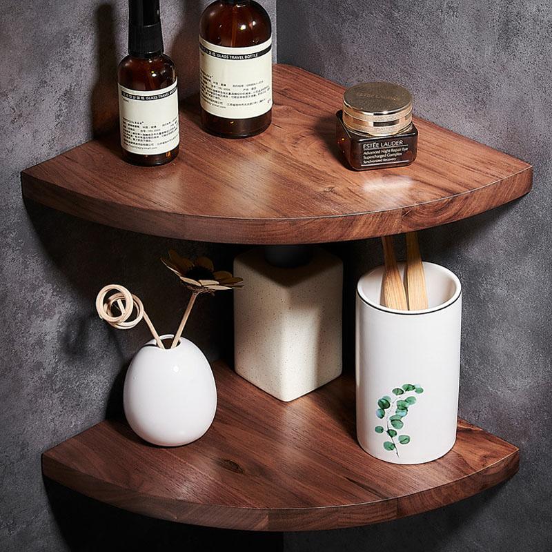 Wall Mounted Single Layer Bathroom Shower Shampoo Shelf Wooden Bathroom Holder Shelf Fashion Style