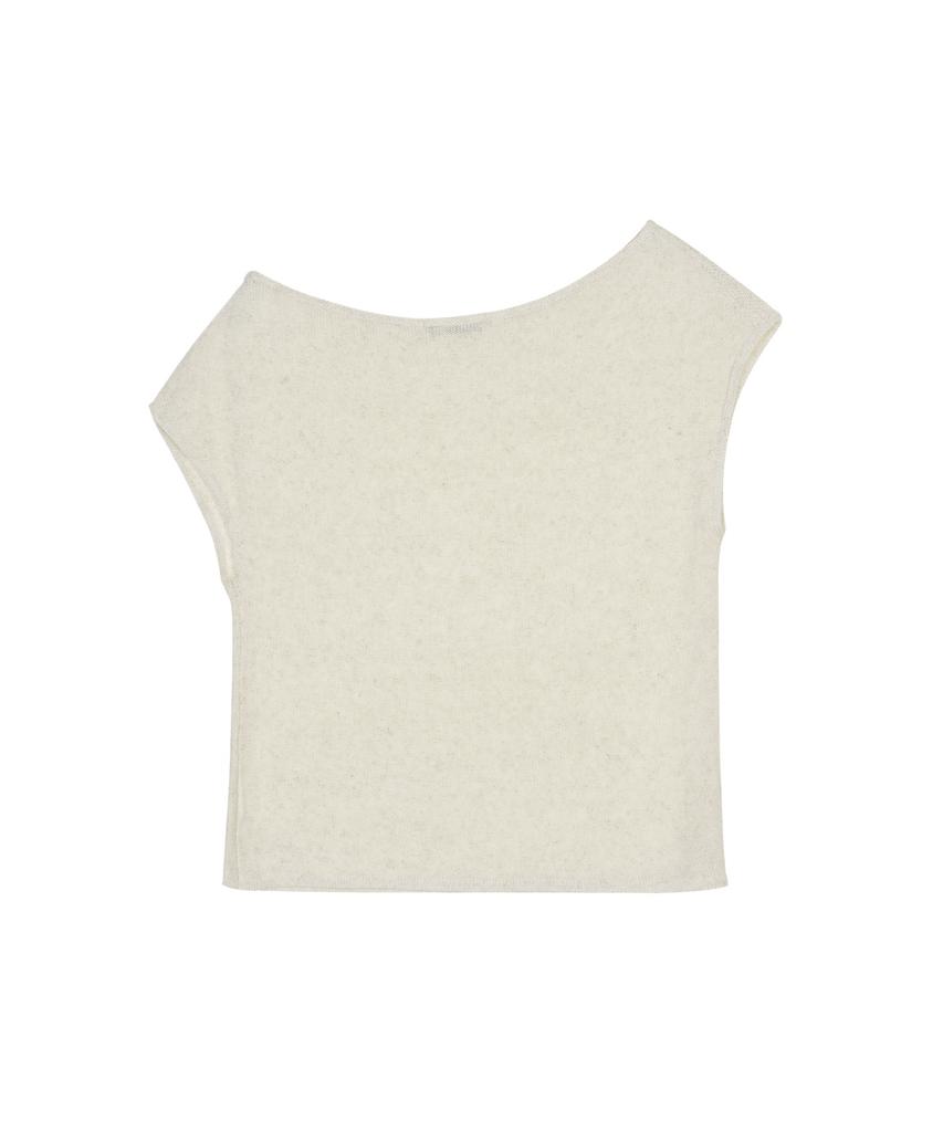 Nigaennikol Textured Boat Neck Knit Top_Oatmeal