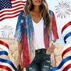 Women's Independence Day Print Cardigan, Loose-Fit Tunic, Casual Shirt