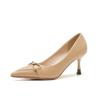 European station spring new high heels thin heel pointed fashion shallow mouth temperament metal buckle commuter single shoes heels