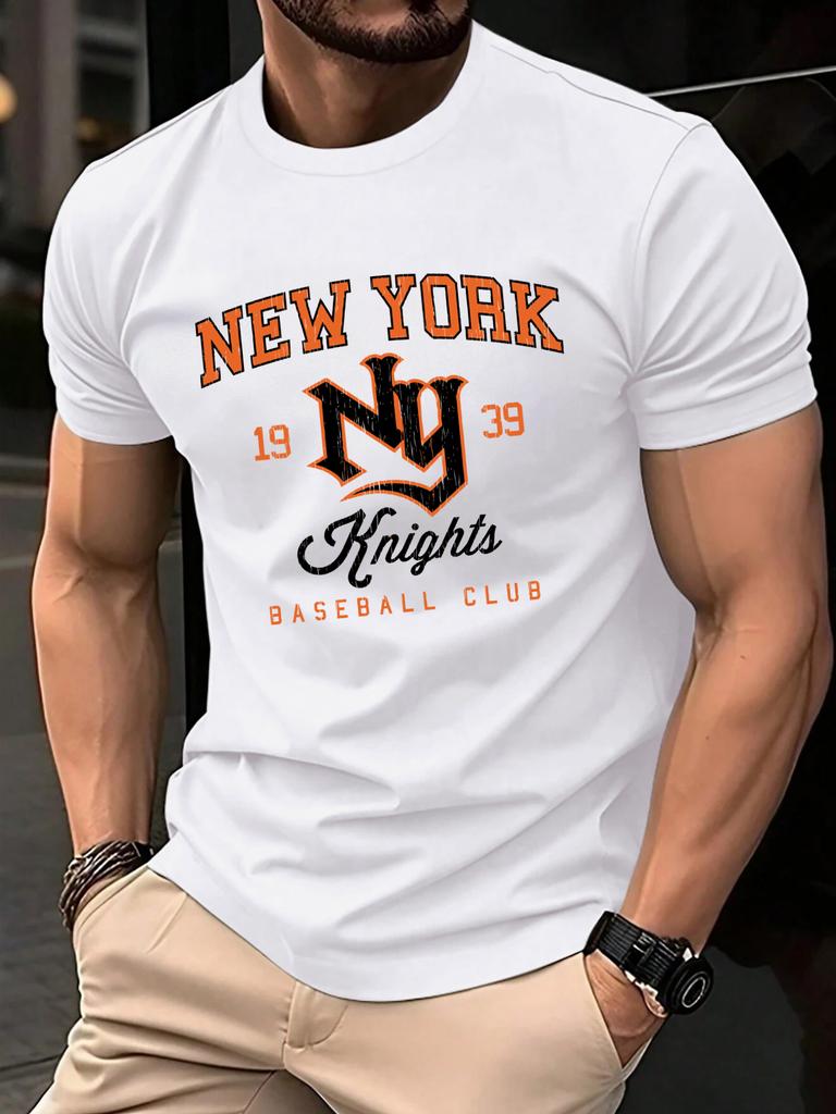 New York Baseball Club Printed TShirt Men Soft AllMatch T Shirts Cotton Casual Clothing Crewneck Oversize Man Short Sleeve