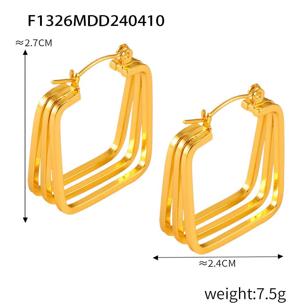 Irregular Multi-Layer Linear Earrings: Trendy Gold-Plated Titanium Steel Jewelry
