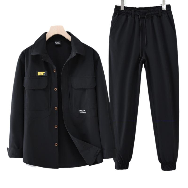 

Эластичный быстросохнущий костюм, мужской летний тонкий комбинезон с длинными рукавами, куртка, рубашка, кардиган, повседневные брюки для занятий спортом на открытом воздухе, костюм из 2 предметов XXXXXL чёрный
