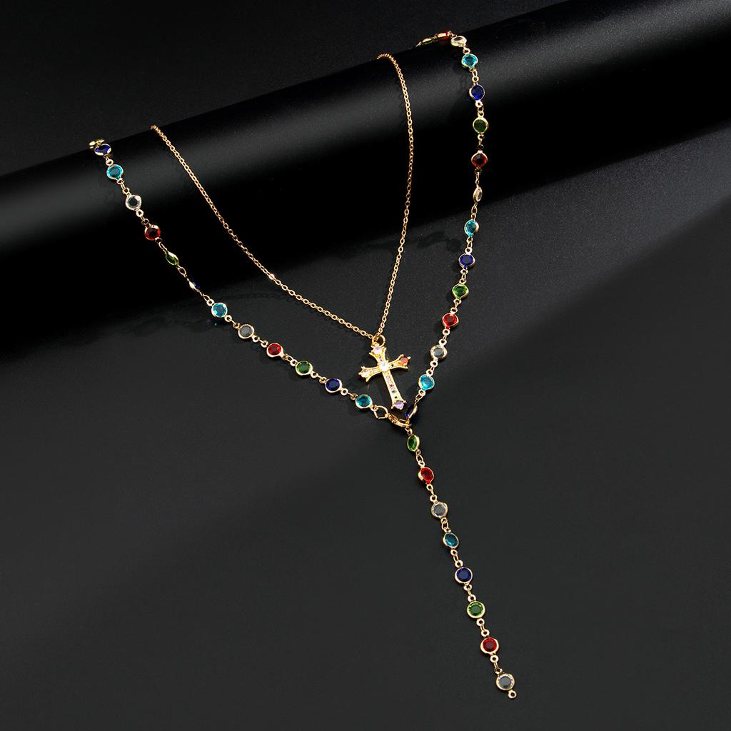 Fashion Personality Crystal Cross Pendant Necklace Hip Hop Uncommon Choker Chain Trendy Men Jewelry