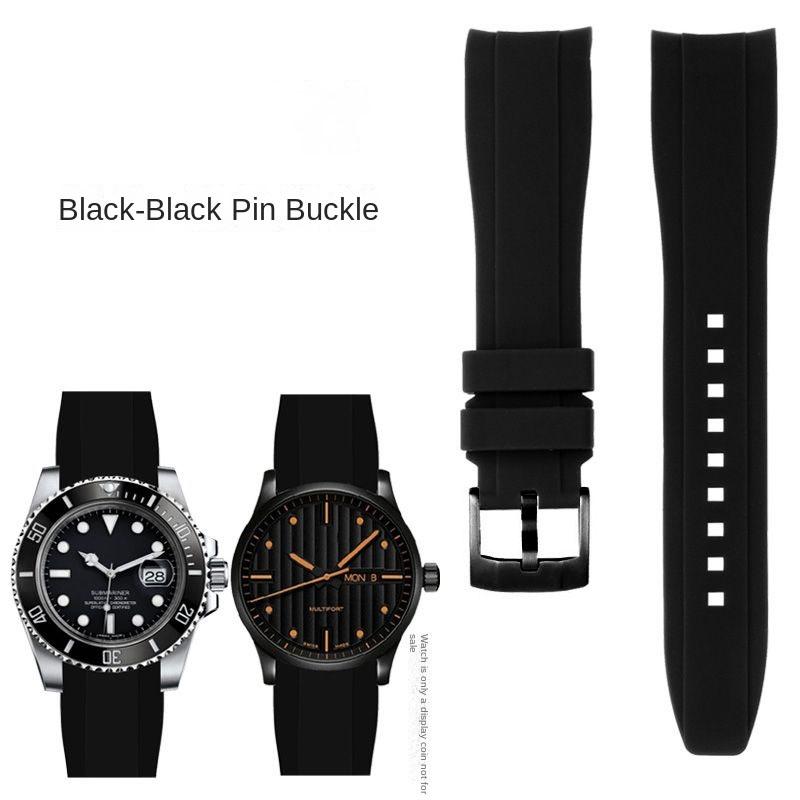 Pulseira de Borracha com Ponta Curva Para Rolex Water Ghost Seiko Mido helmsman Casio swordfish arco à prova d'água mergulho pulseira de relógio de silicone 22mm