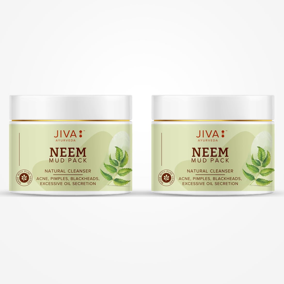 

Jiva Neem Mud Pack 100gm Natural Face Clay Mask for Deep Cleansing and Oil Control Pack of 2