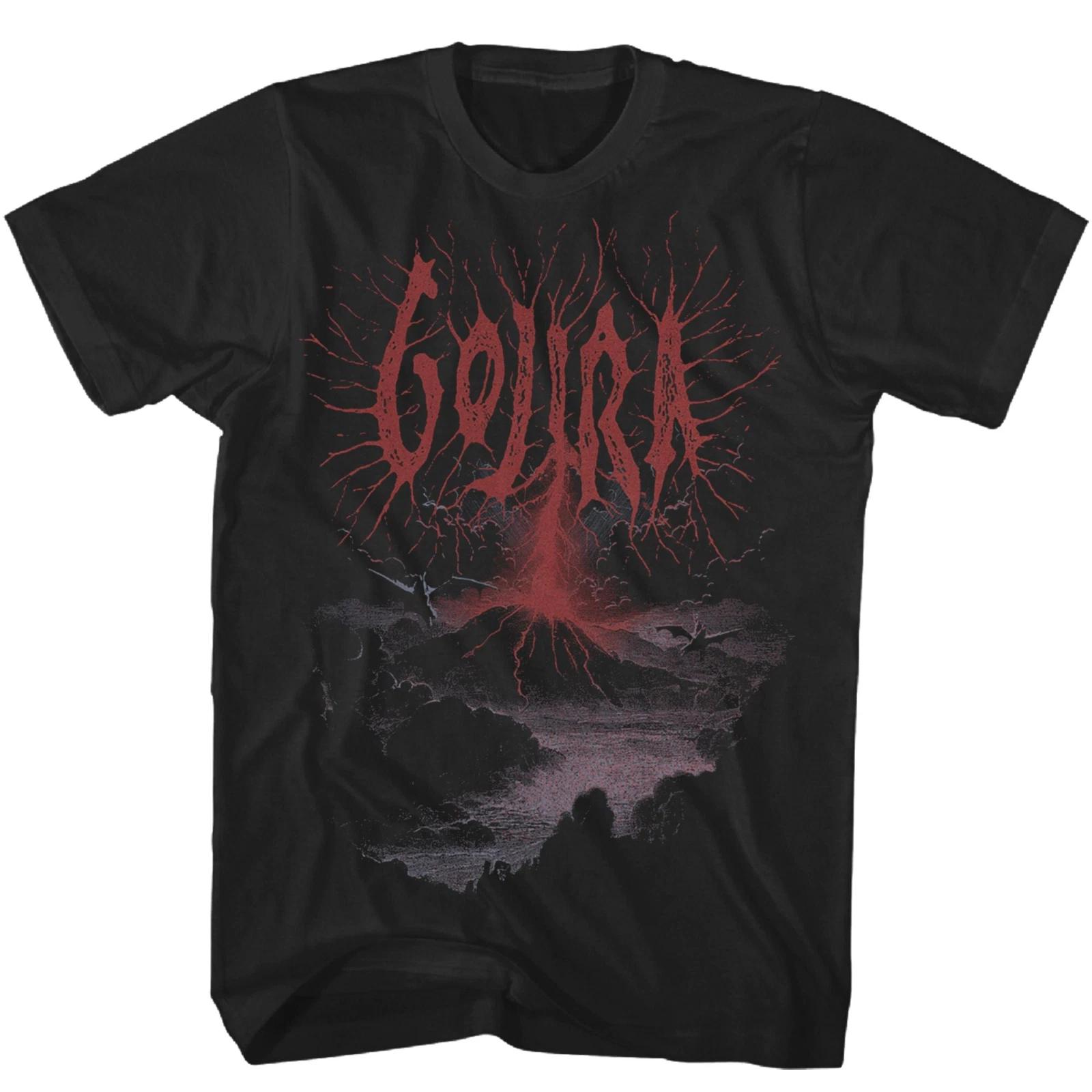 Gojira Volcano Рок-группа Футболка Черная Хлопковая Мужская Футболка Унисекс Ностальгическая С коротким рукавом Уличный Стиль Стильная Повседневная S