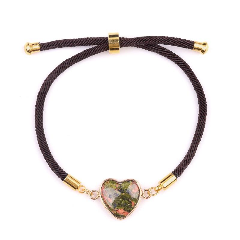 1pc Fashion Natural Stone Heart Adjustable Rope Bracelets for Women Charm Labradorite Amethyst Bracelets