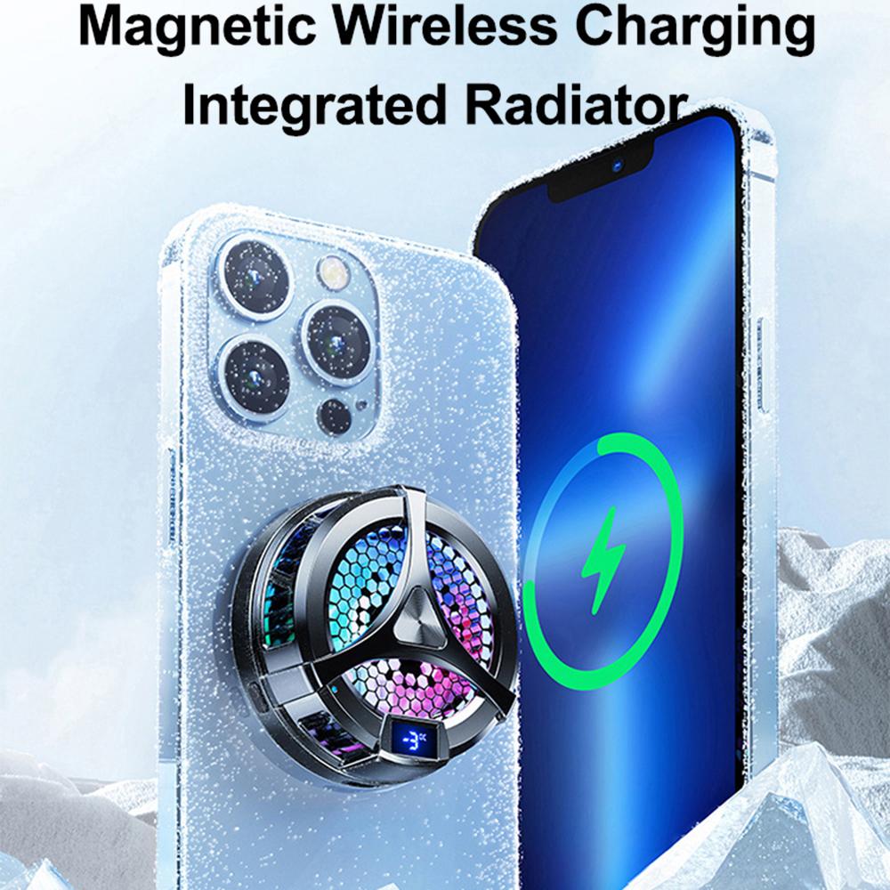 

X36 Cell Phone Cooling Fan Semiconductor Radiator with 15W Wireless Charging Magnetic Absorption LED Display for Most Smartphones Gaming