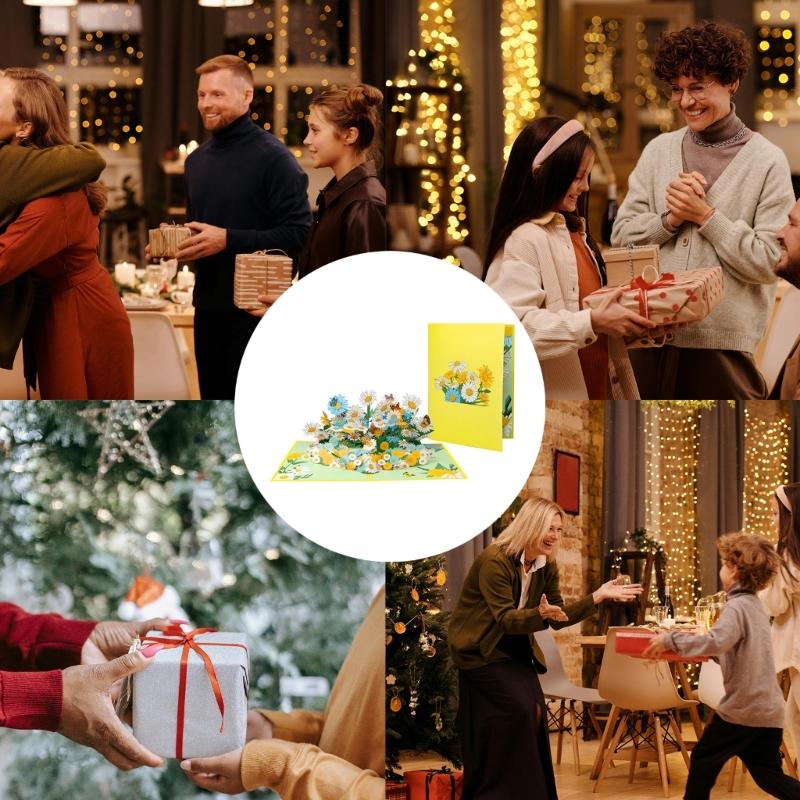 Multicolored Daisies 3D Foldable Card Attractive 3D Foldable Card Unique Flower Greeting Card for Every Celebration