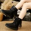 Women Snow Boots Bohemia Embroidery Fringed Decoration Boots Women 2025 Winter Platform Ankle Boots Thick Bottom Shoes Women