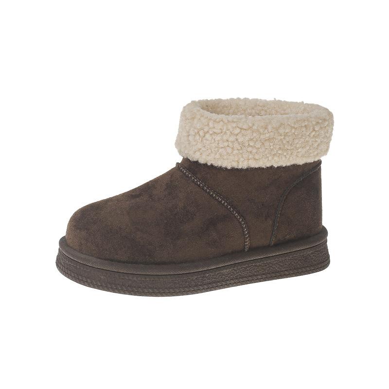 

Girls Fleece Lined Snow Boots Winter Thick Warm Furry Boots Big Kids Cotton Shoes Fashion. size 27 коричневый