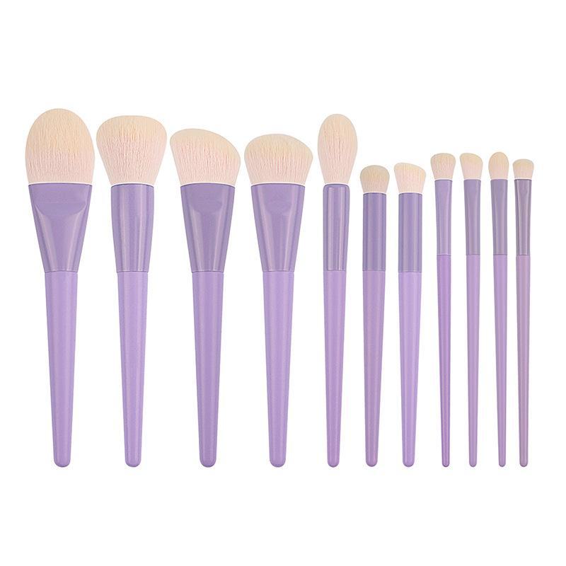 Small Purple Potato 11-Piece Makeup Brush Set: Includes Loose Powder and Eye Shadow Brushes - Beauty Tools Collection