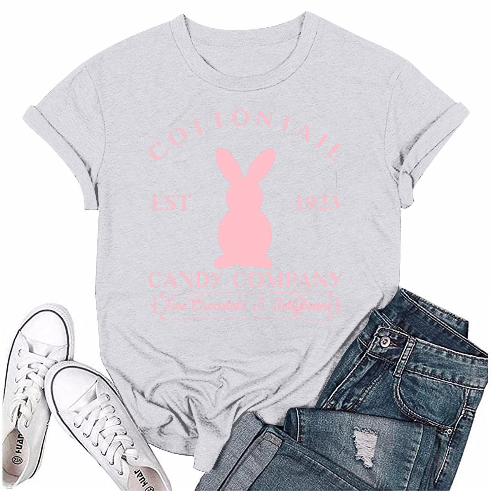 

Женская модная пасхальная принтованная повседневная плиссированная круглая футболка с коротким рукавом M белый