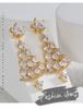 E0541 Boucles d'oreilles arbre de Noël haut de gamme pour femmes: Style Européen & Américain, Cuivre avec Zircon Plaqué Or
