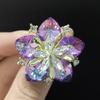 Crystal Peach Blossom Brooch For Women Men Flowers Party Office Badge Pins Gifts