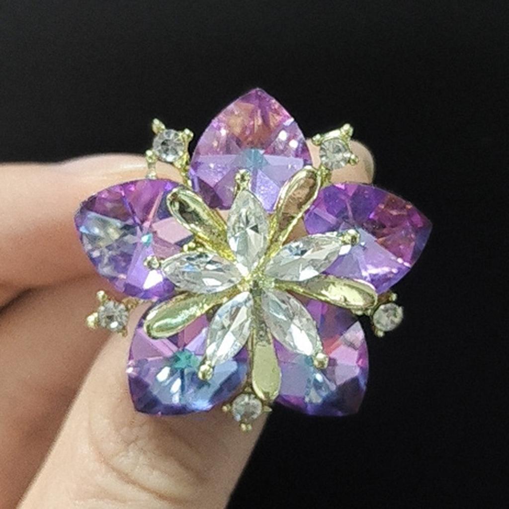Crystal Peach Blossom Brooch For Women Men Flowers Party Office Badge Pins Gifts