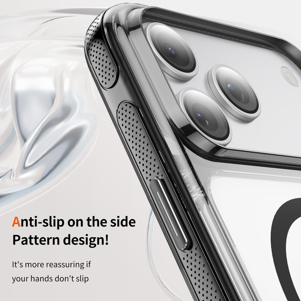 Crystal Clear Magnetic Phone Case With Anti Slip Texture Raised Camera Protection Compatible With iPhone 12 To 17 Pro Max Wireless Charging Support