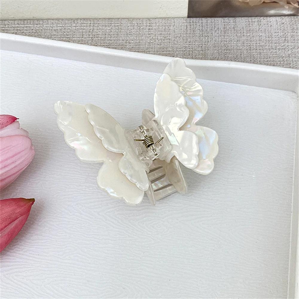Gradient Double Layer Butterfly Claw Clip for Women Korean Sweet Temperament Pan Hair Shark Clip Girl Hair Accessories