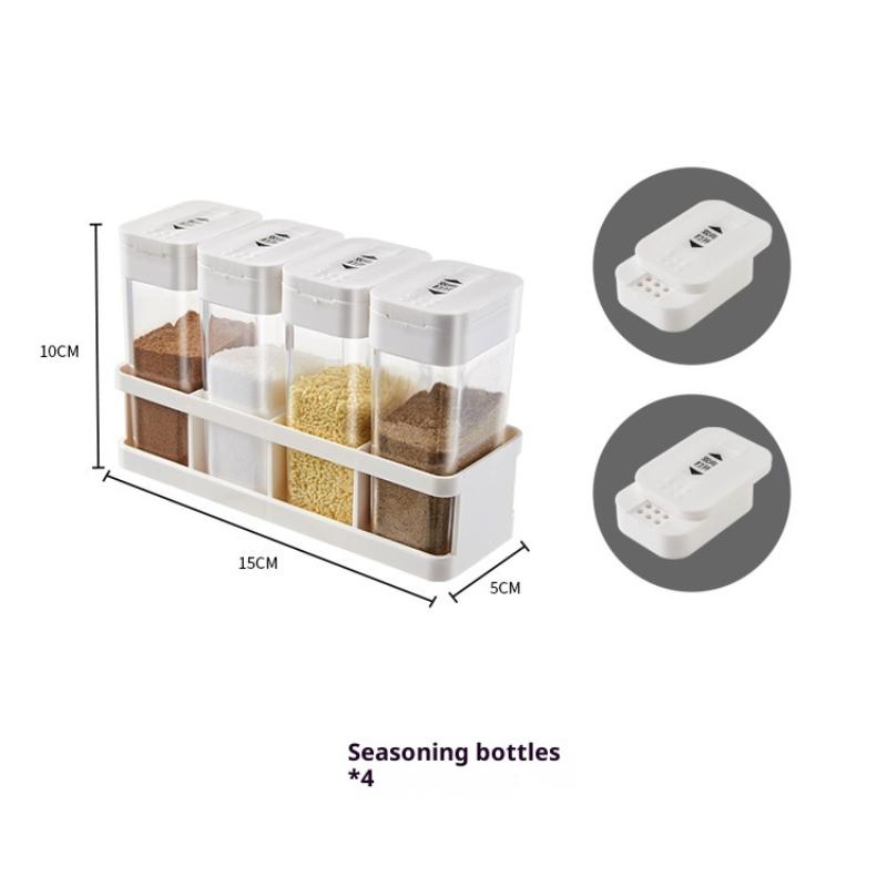 Spice Organizer Set 4-in-1 - Stackable Kitchen Bottles, Airtight Lids For Salt Pepper Baking,Countertop Space Saver Jars