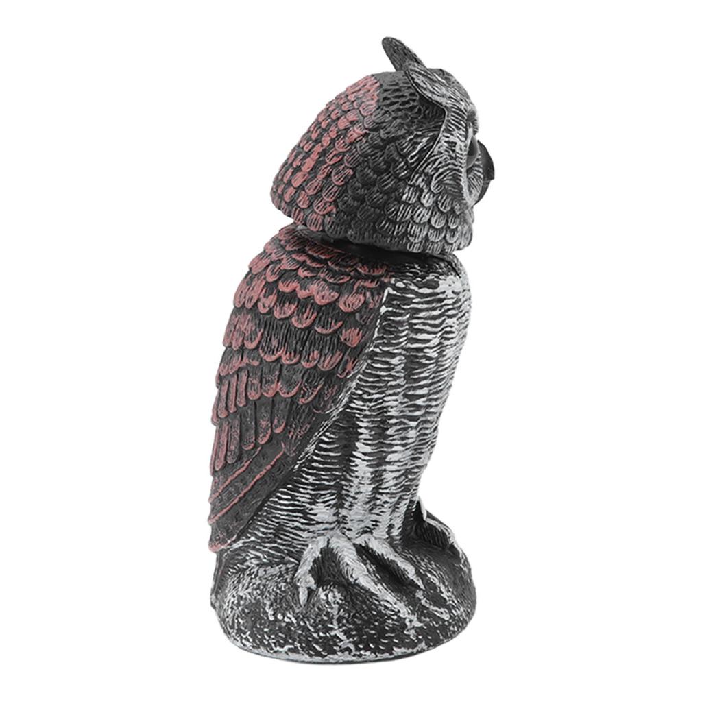 Owl Decoy Plastic Striped Small Shakeable Waterproof Vivid Shape Fake Owl Scarecrows for Courtyards