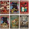 Artisian Animal Black Cat Retro Metal Poster Funny Pet Vintage Decorative Tin Plaque Garage Bar Pub Club Man Cave Wall Decor