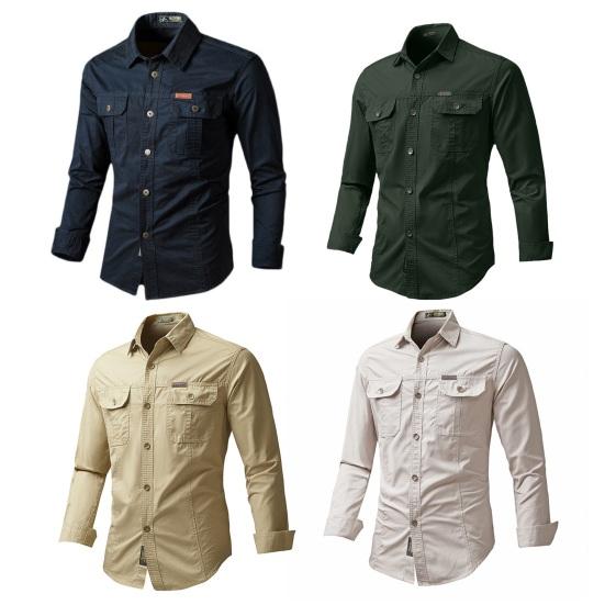 Men Shirt Turn-down Collar Long Sleeve Button Closure Breathable Sweat Absorption Casual Men Shirt Top