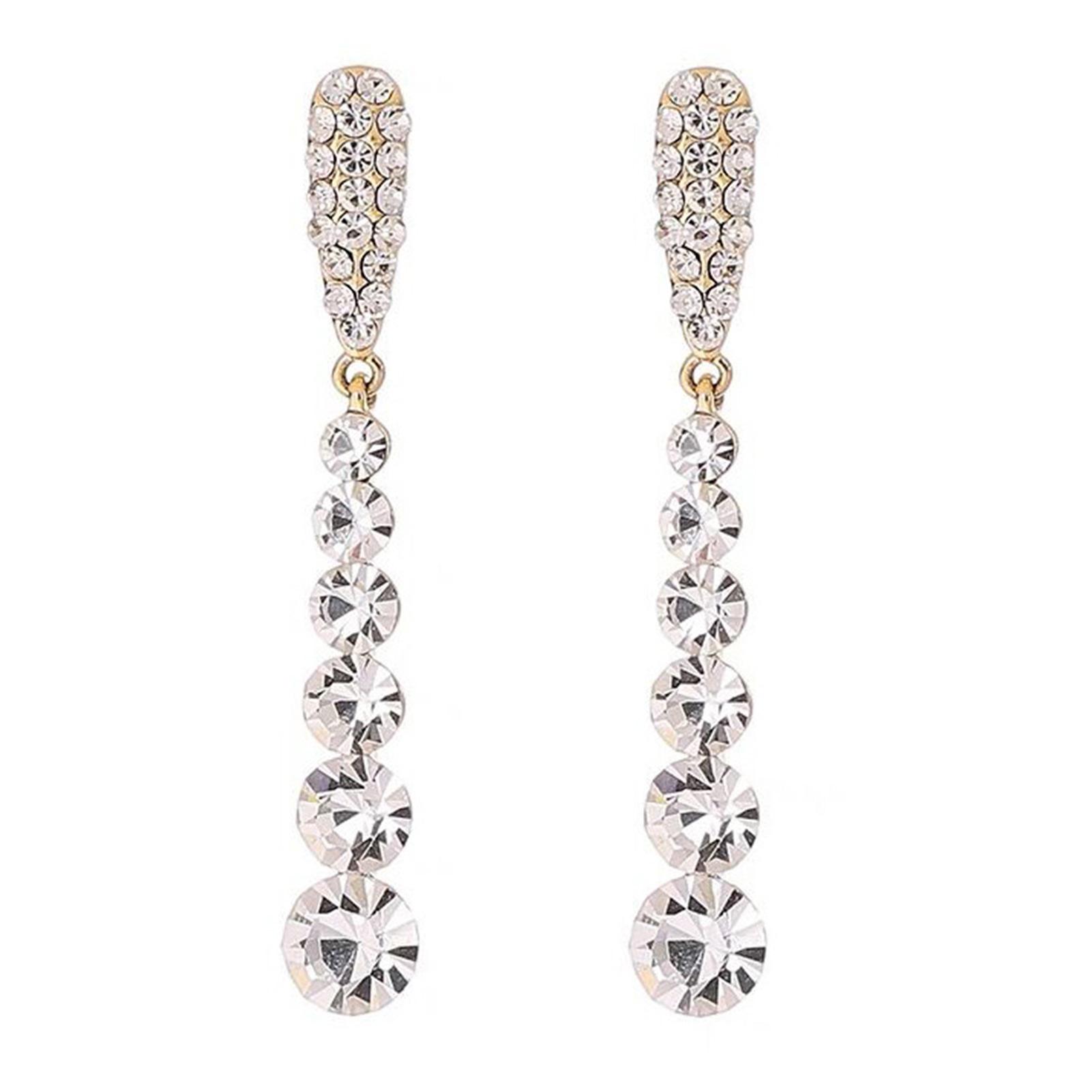 Glitter Rhinestone Dangle Earring Shiny Long Tassel Ear Ring For Women Girls Exquisite Zircon Stud Earrings Ear Jewelries серебряный