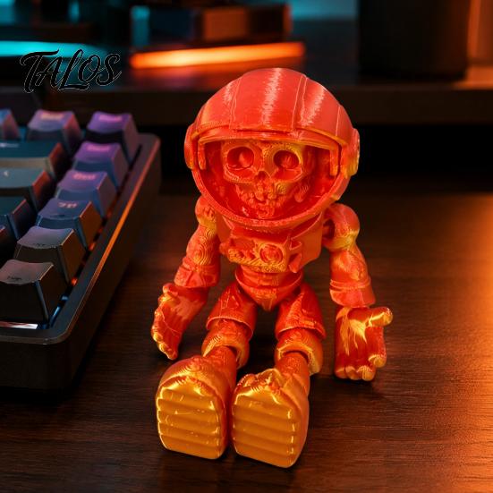Langlebige Kunststoff-Sammlerfigur 3D-gedruckter Schädel-Astronaut, Gelenkiger Skelett-Raumfahrer Actionfigur, Figur Halloween Bewegliche Gelenke Ornament