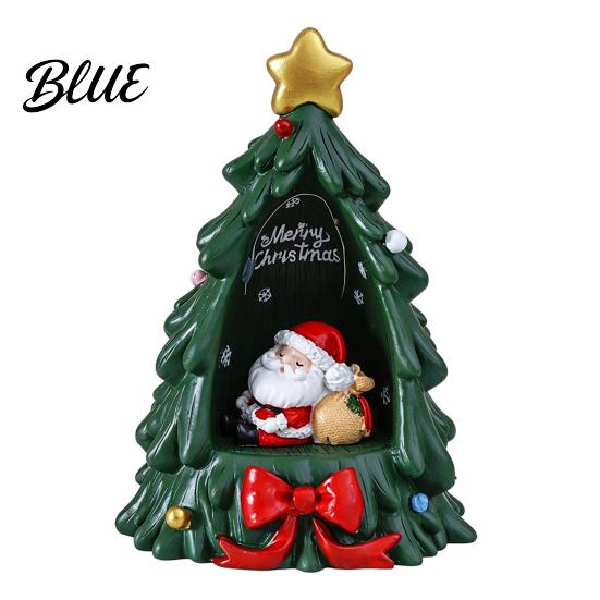 Lighted Resin Ornament Festive Tabletop with Warm Christmas Tree for Desk LED Lights Decor Holiday