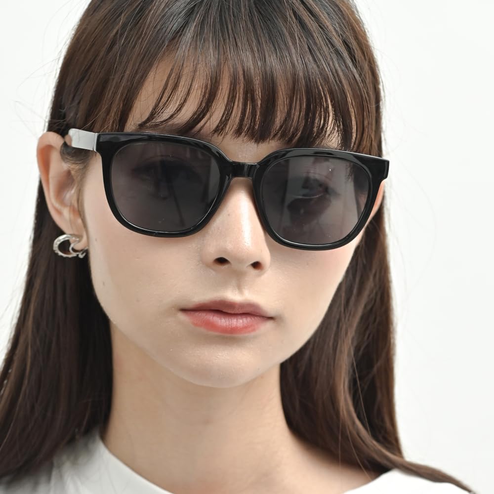 Shiny Black X Smoke Wellington UV Colored Square [FashionBerry] Sunglasses, 99% Protection, Lightweight, Lenses, Sunglasses, Men's, Women's, Unisex,
