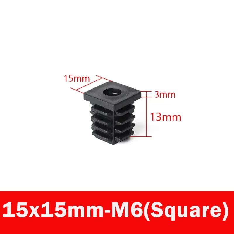 4/8pc Black Square/Round Plastic Pipe Plugs Furniture Leg Feet With M6 M8 M10 Nut Hole Tube Blanking End Inserts Caps Pipe Cover