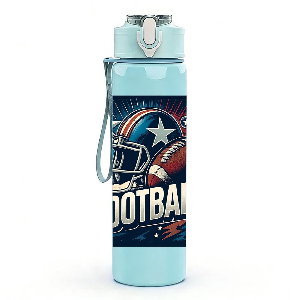 1PC American Football Sport Print 750ml Color Plastic Sports Water Bottle Leakproof Flip Straw Lid Suitable for Sports Office Home Use