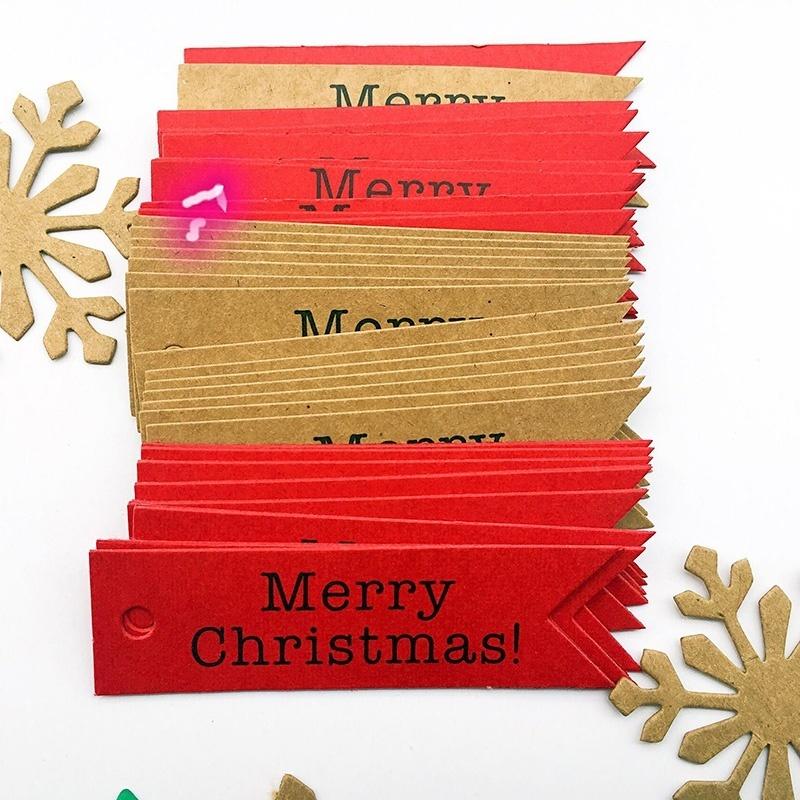 100 pcs 2*7cm Christmas Merry Christmas! Fishtail Flag Tag DIY Baking Gift Label
