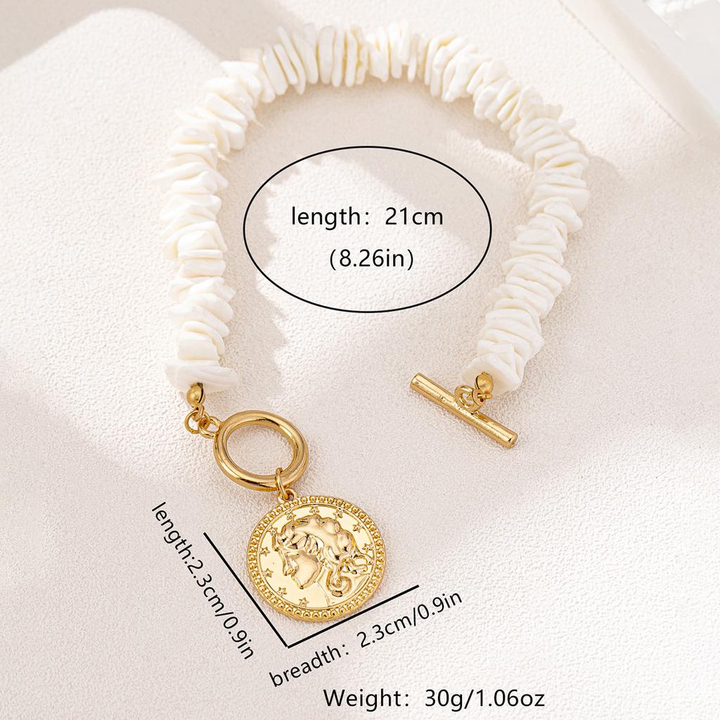 1 Fashionable and Personalized Irregular Shell Bracelet Ot Buckle Portrait Pendant Jewelry Is Suitable for Women To Wear