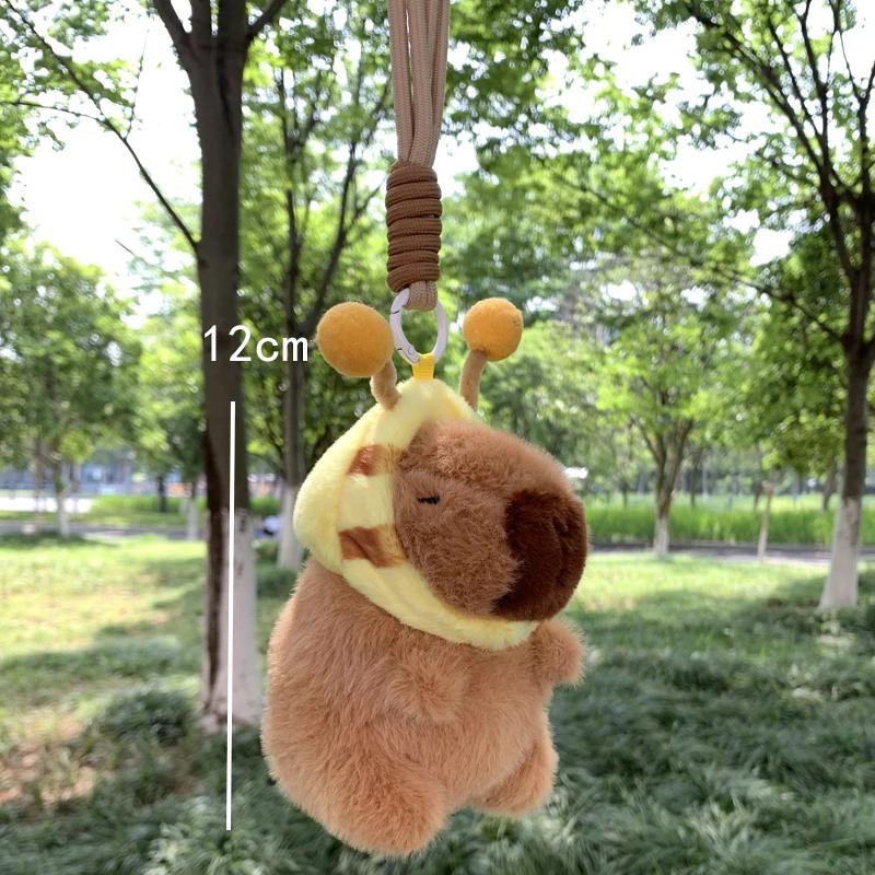 Süße Bienen-Capybara Plüschtiere Spielsets Kawaii Tiere Flauschiger Capybara Schlüsselanhänger Weicher gefüllter Bienen Rucksack Tentakel Hut Anhänger Geburtstagsgeschenk Geschenk