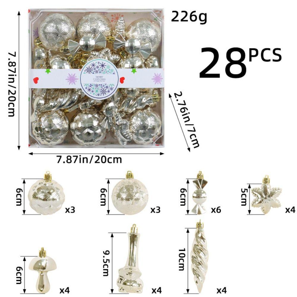 28 Pcs Plastic Christmas Hanging Ball Colorful Merry Christmas Tree Decor Children Gifts