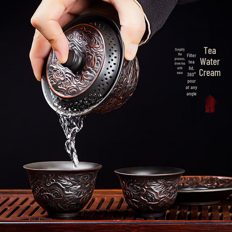 Auspicious Cloud Ceramic Gaiwan Tea Set