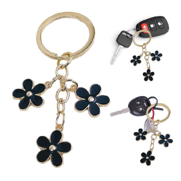 Colorful Flower Keychain Zinc Alloy Floral Keyrings Fashionable Bag Charm Key Holder Ornament Gift for Women and Teens