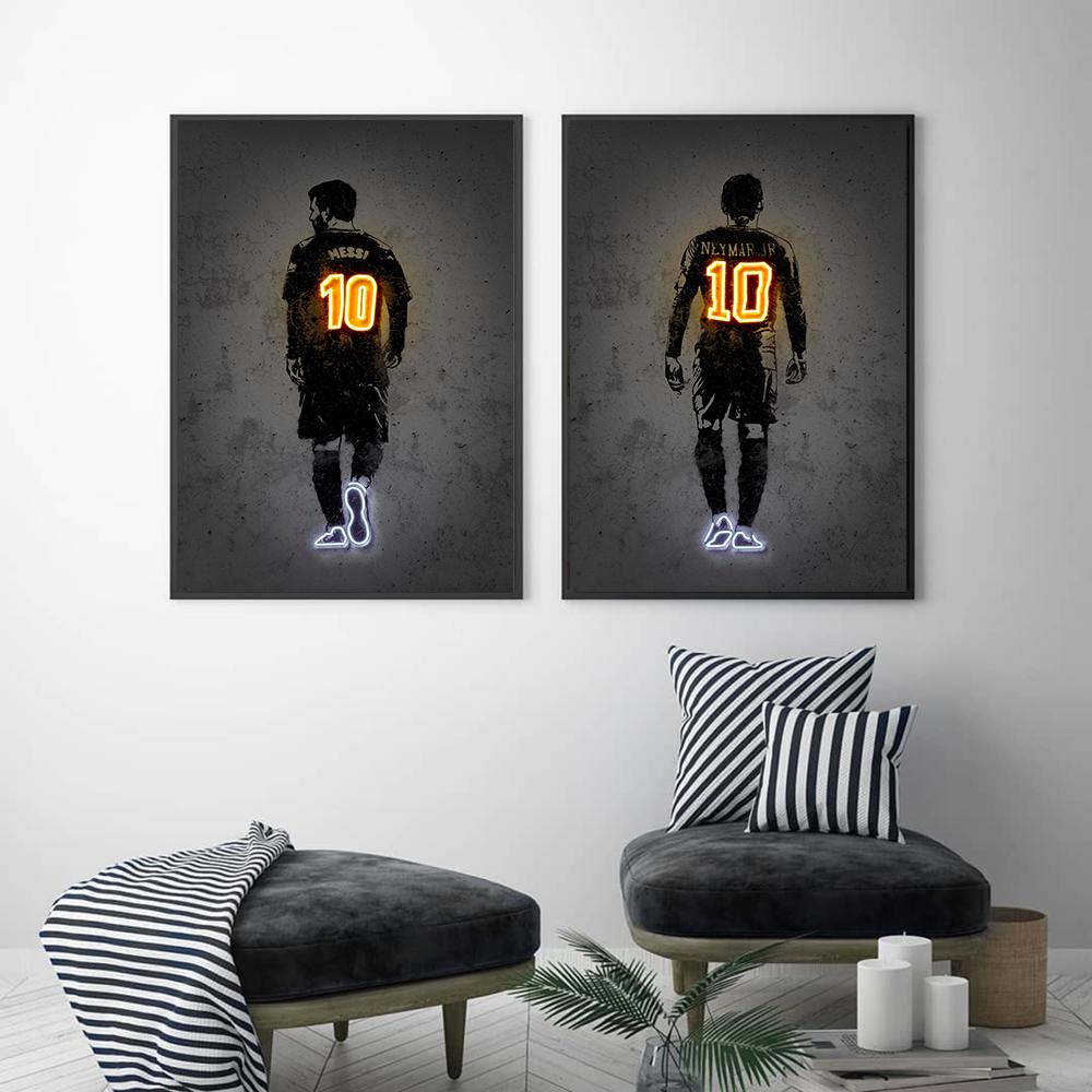Abstract Football Star Painting Print Canvas Wall Art Poster Soccer Neon Picture for Gym Boy Gift Living Room Home Decor Cuadros