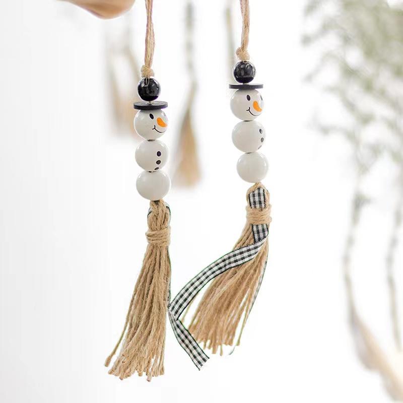 20mm Snowman Wooden Bead Christmas Theme Color Wooden Bead Wooden Beads DIY Accessories 2021.8 New Pendant Key Ornament