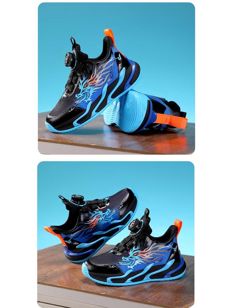 Jesień 2025 Czerwone Sportowe Buty Chłopięce z Obrotowym Zapięciem - Oddychające Buty do Biegania dla Dzieci